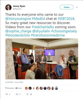 ISBT transfusion medicine education a tweet from Jenny Ryan
