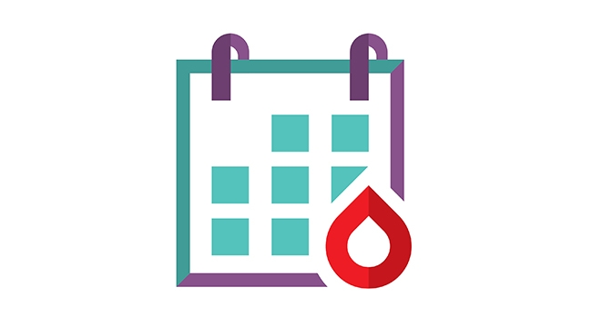 blood drop and calendar icon
