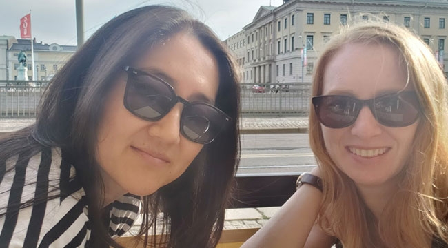 Two people taking a selfie in Sweden