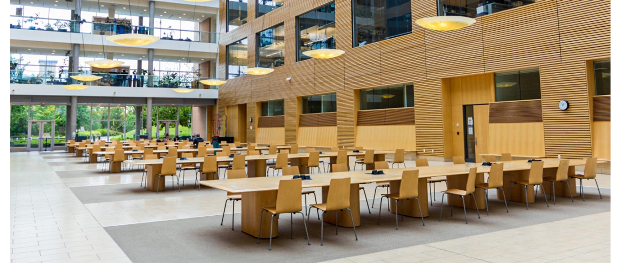 Image of the cafeteria of the Centre for Blood Research buidling