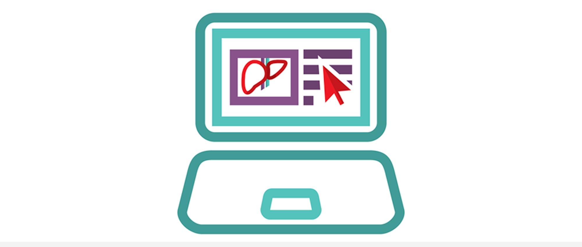 graphic of laptop with organs and tissue donation icon displayed on monitor