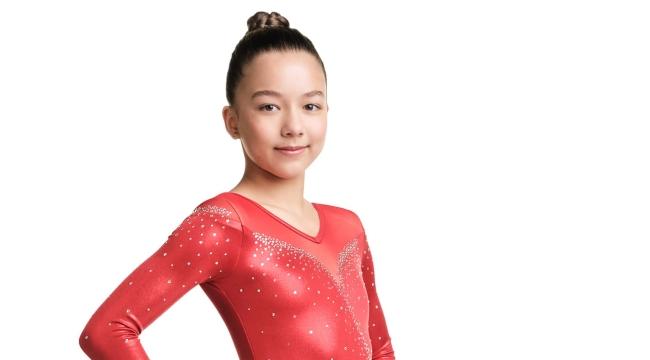 Gymnast who received blood in red sparkly leotard