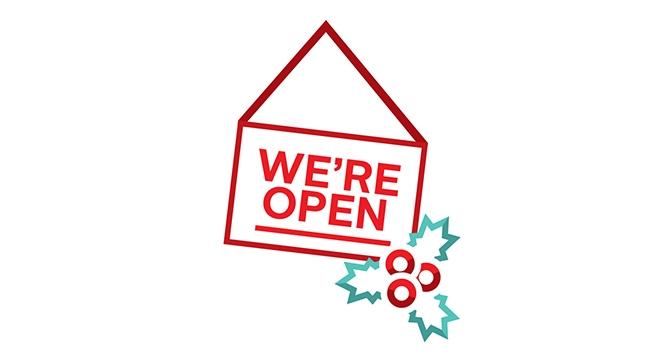 We're Open holiday graphic